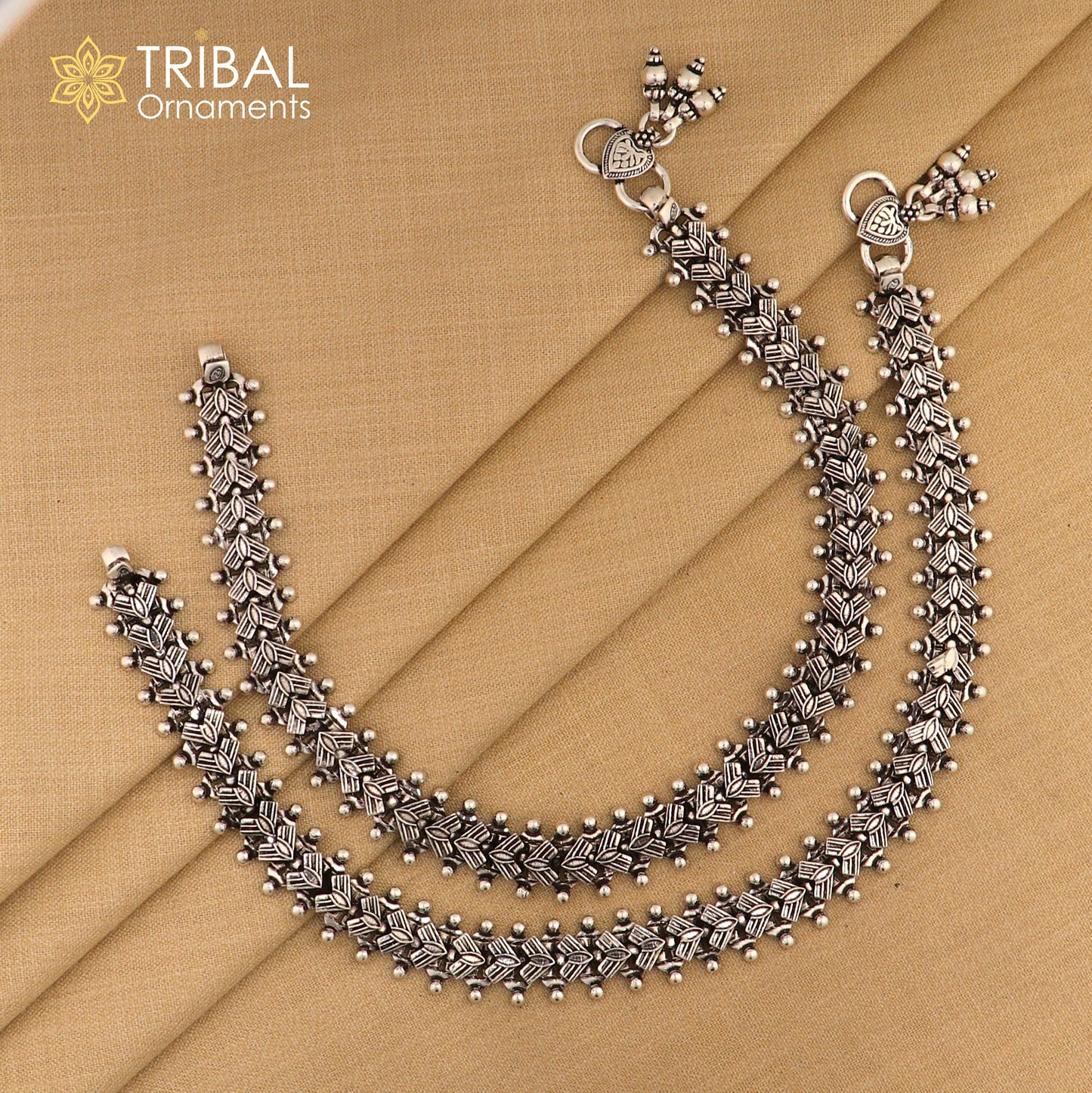 Indian Traditional cultural trendy 925 Sterling silver anklets foot bracelet gift for women's chunky jewelry ank01