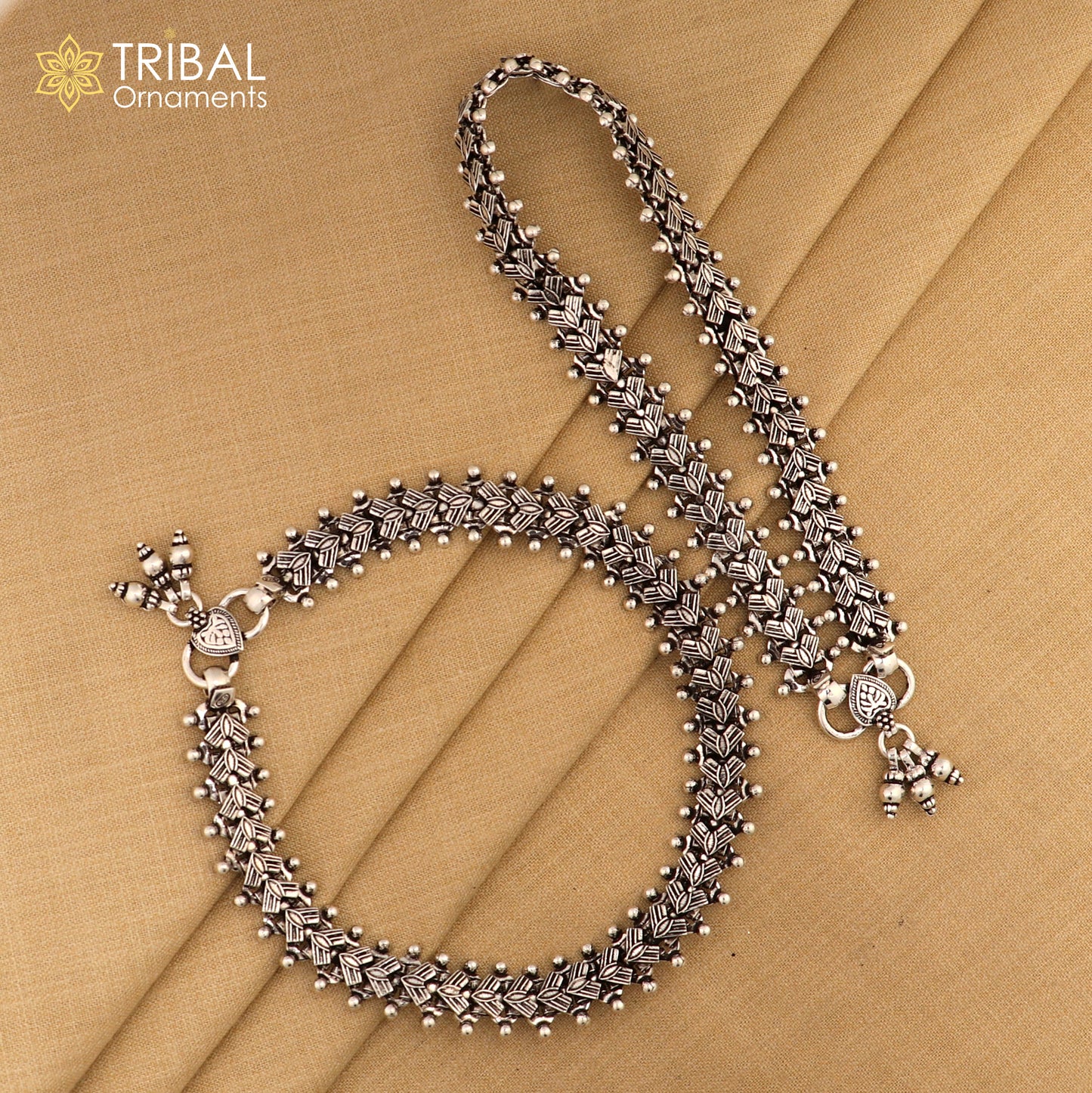 Indian Traditional cultural trendy 925 Sterling silver anklets foot bracelet gift for women's chunky jewelry ank01