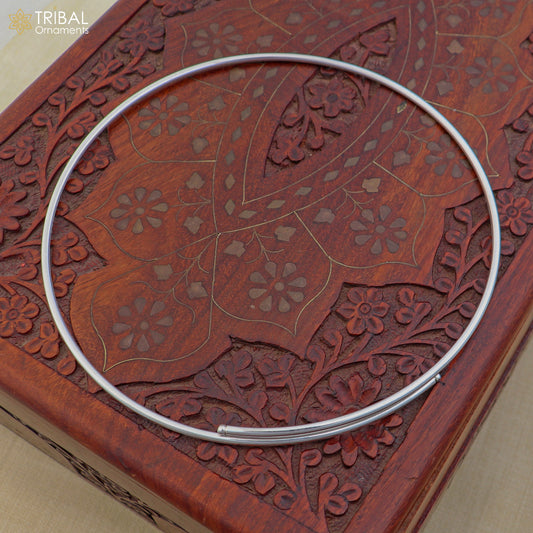 2mm round plain design 925 sterling silver neck band or ring for all types of pendant, best ethnic choker jewelry set799 - TRIBAL ORNAMENTS