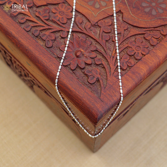 925 sterling silver ball beads style chain for unisex jewelry ch627 - TRIBAL ORNAMENTS