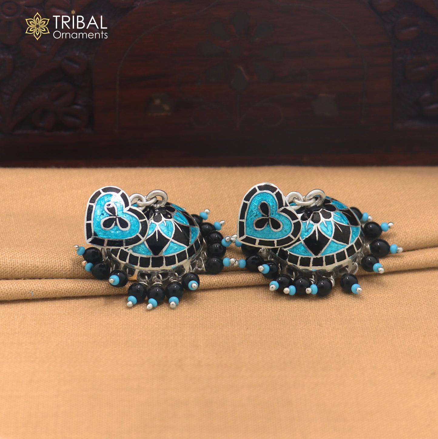 925 sterling silver minakari design Jhumka earring er344