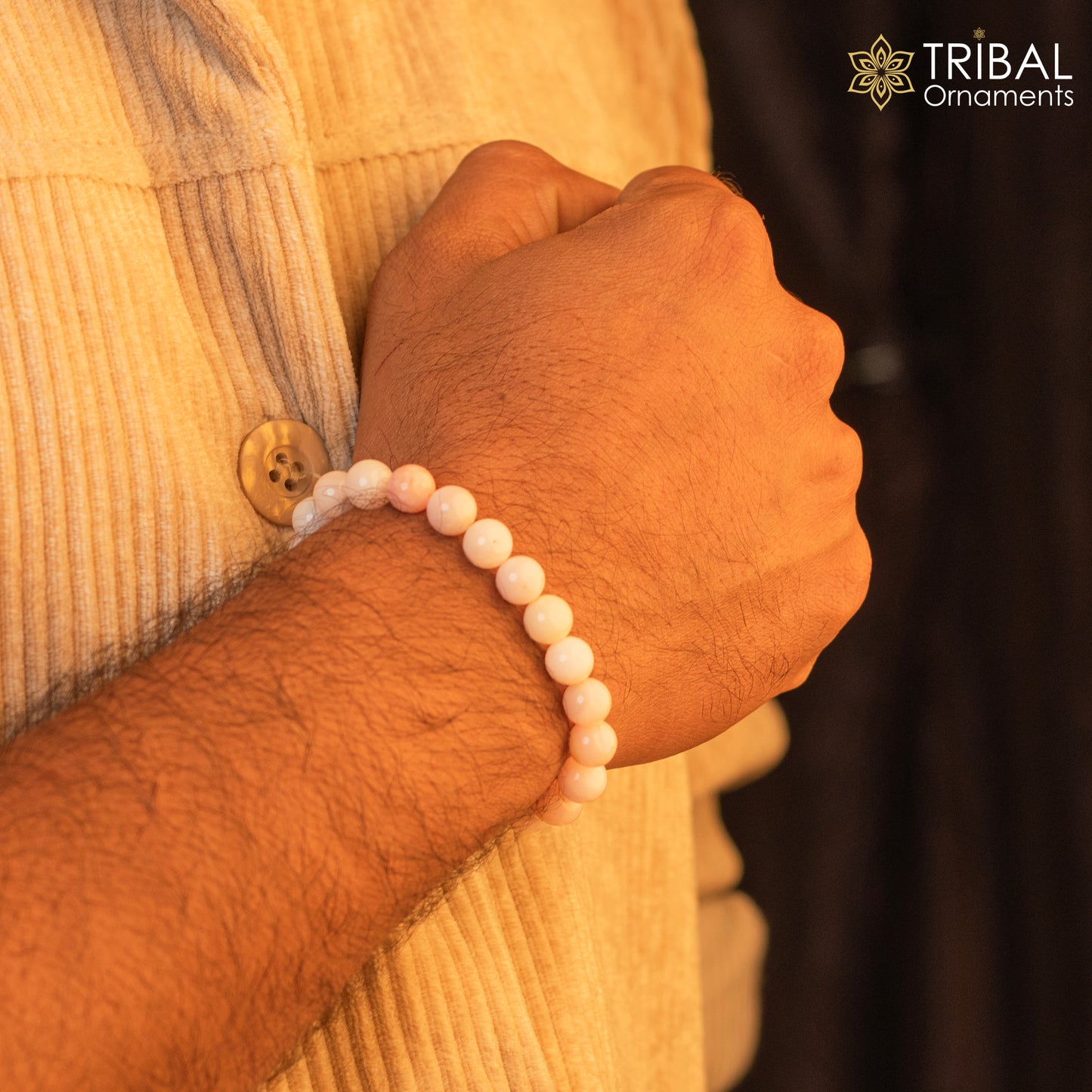 8 MM pink opal natural crystal stone beaded handmade bracelet, customized unisex Jewelry, stnbr137 - TRIBAL ORNAMENTS