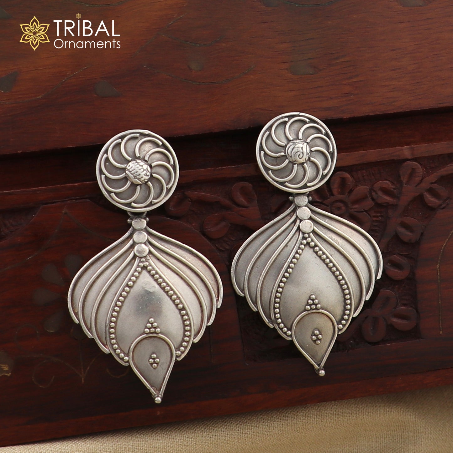 925 Sterling silver handmade customized stud earring, Amazing leaf design earring, fabulous drop dangle Ethnic tribal gifting jewelry s1098