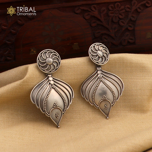 925 Sterling silver handmade customized stud earring, Amazing leaf design earring, fabulous drop dangle Ethnic tribal gifting jewelry s1098