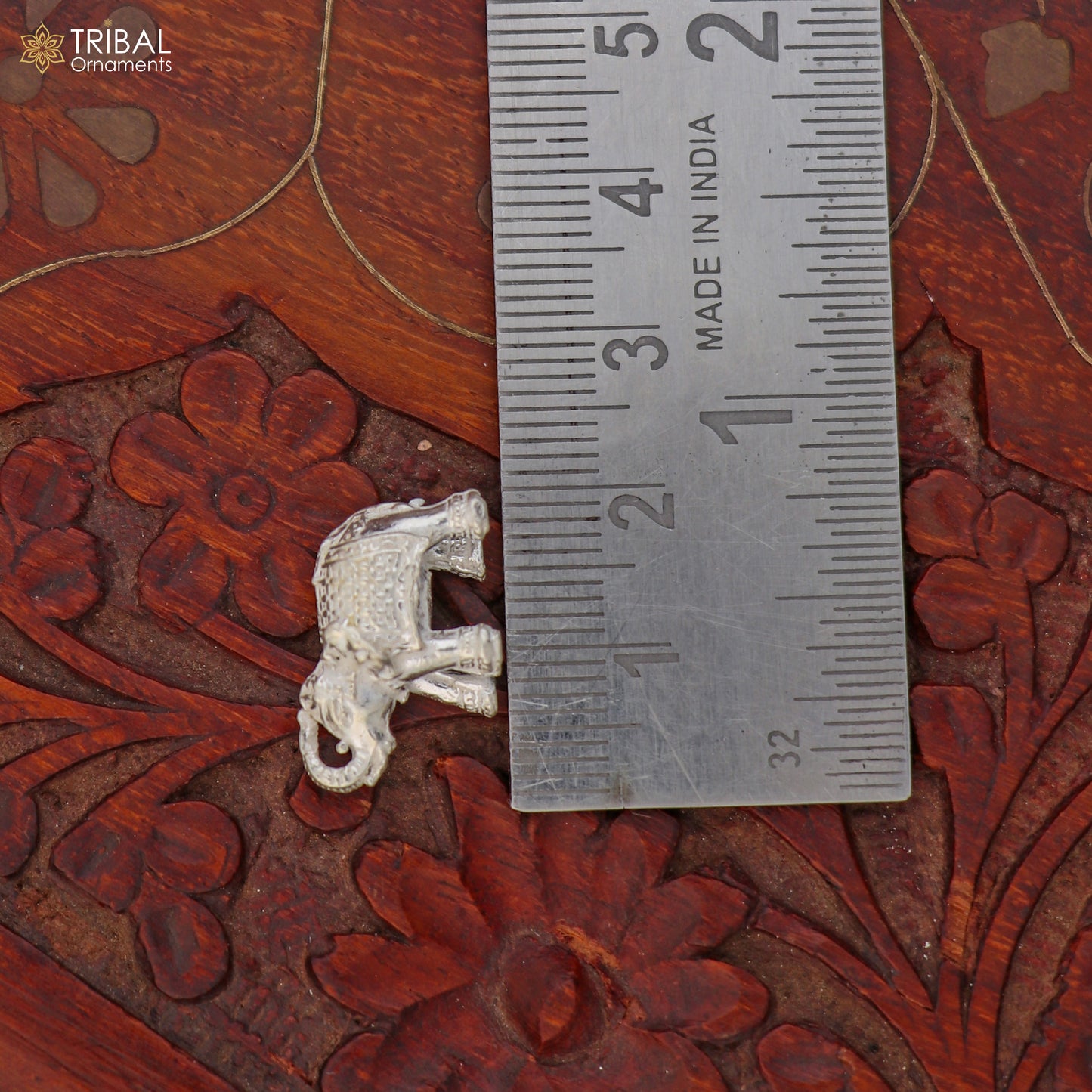 925 Sterling silver Elephant statue sculpture puja article figurine for wealth and prosperity art865 - TRIBAL ORNAMENTS