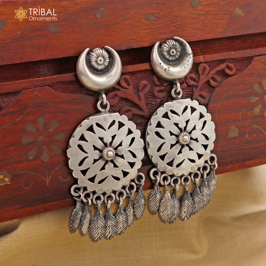 925 sterling silver vintage floral design jumka earring ethnic tribal jewelry s1370
