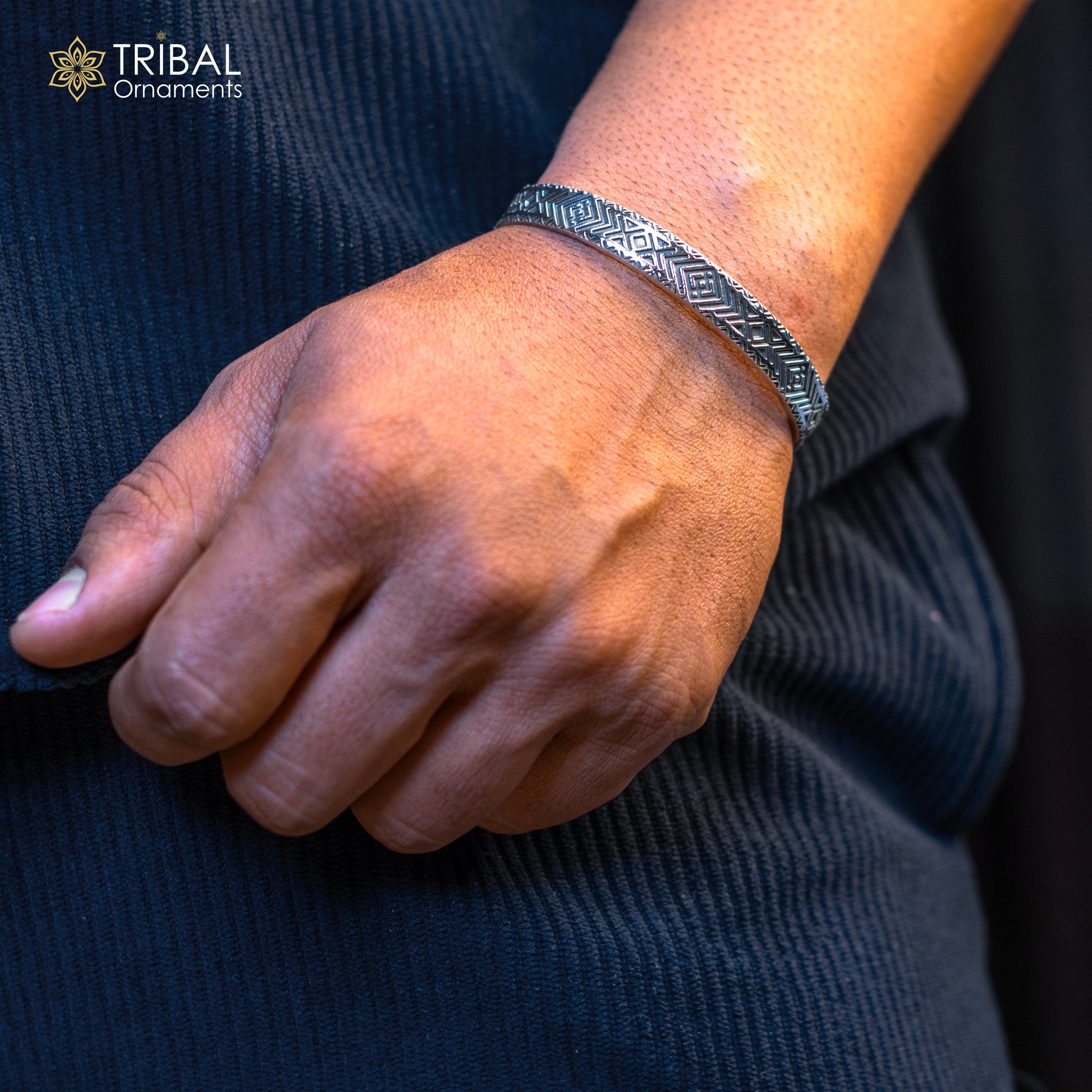 925 sterling silver handcrafted  vintage style amazing cuff bangle kada bracelet, best gift for men's and girl's, adjustable kada cuff115 - TRIBAL ORNAMENTS