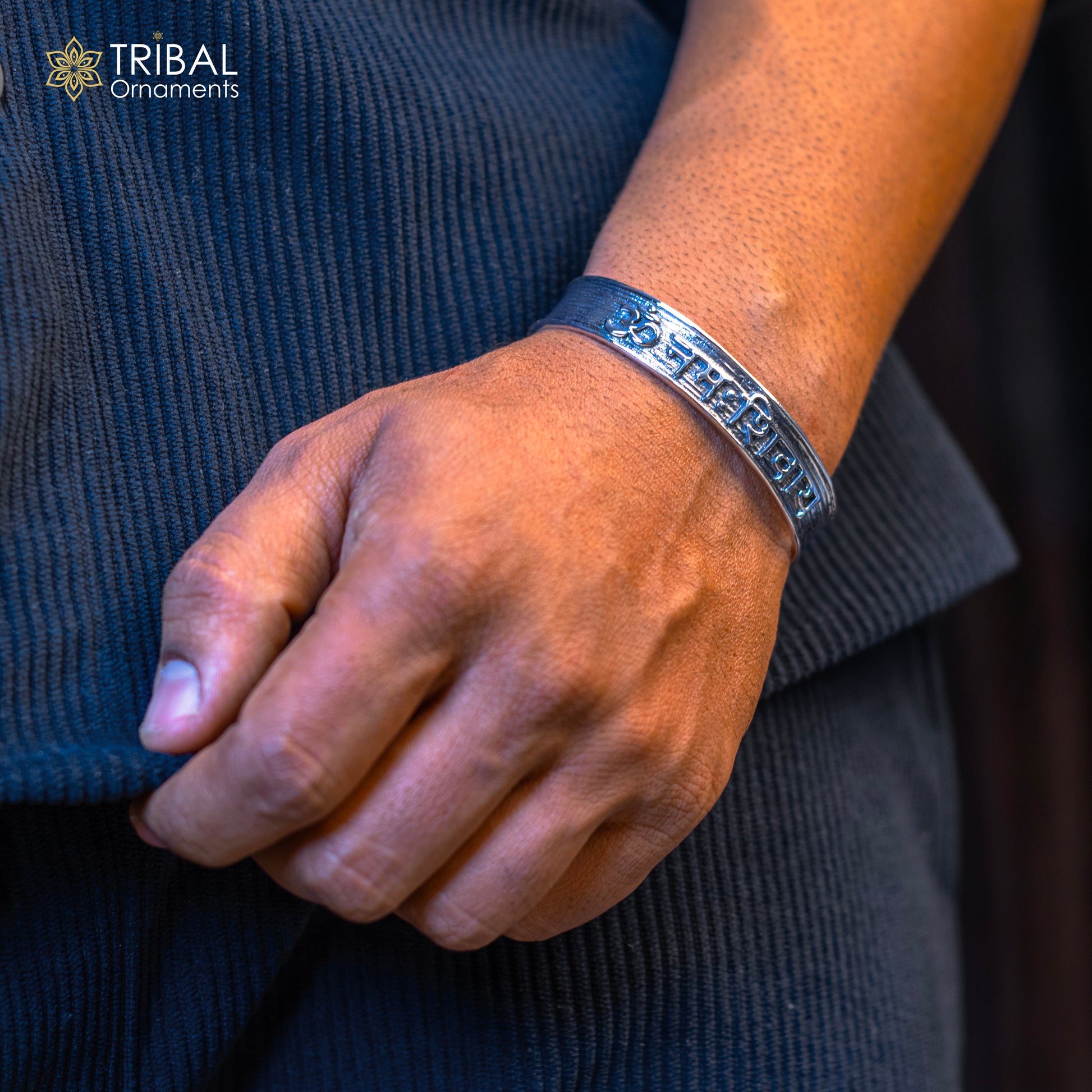 Authentic 925 sterling silver exclusive design handmade cuff kada bracelet, easy to adjust with your wrist, pure mantra kada jewelry cuff47 - TRIBAL ORNAMENTS