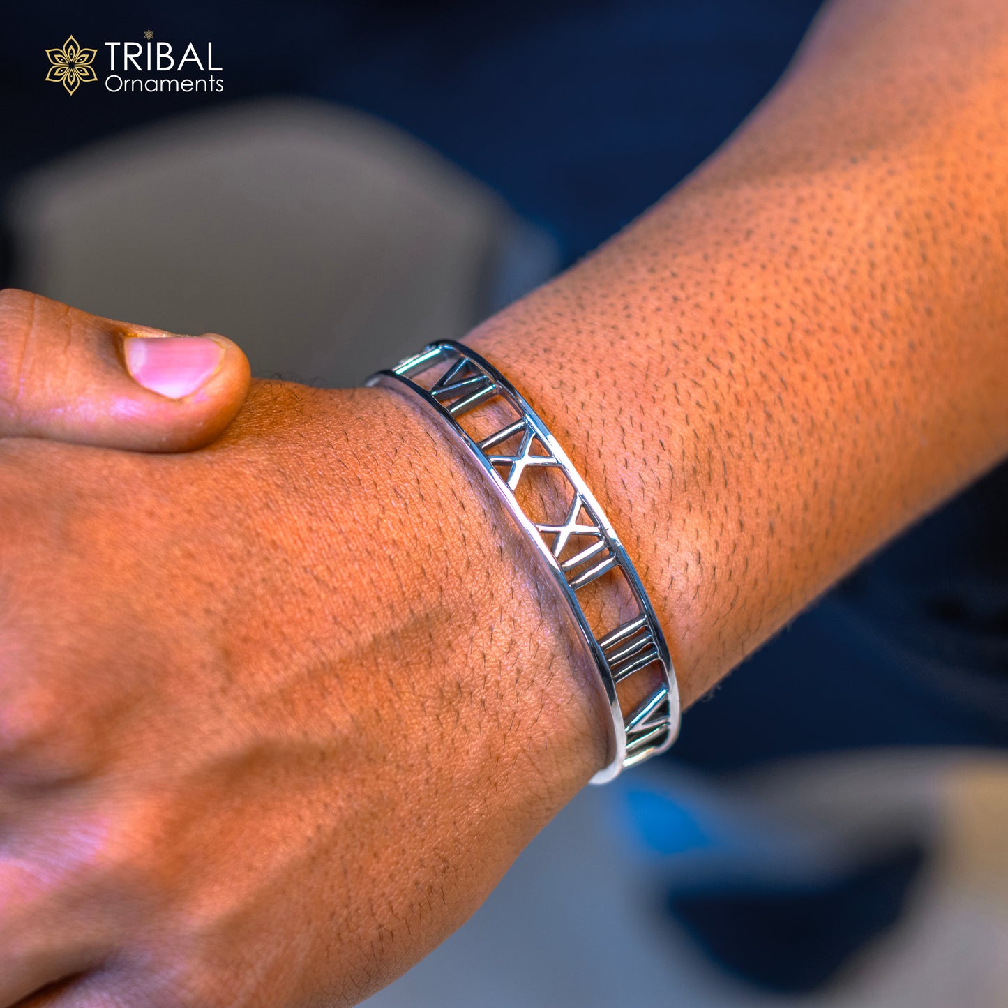 925 sterling silver handmade solid Roman number design fashion kada cuff bracelet, cuff kada unsex gifting jewelry solid silver kada cuff153 - TRIBAL ORNAMENTS