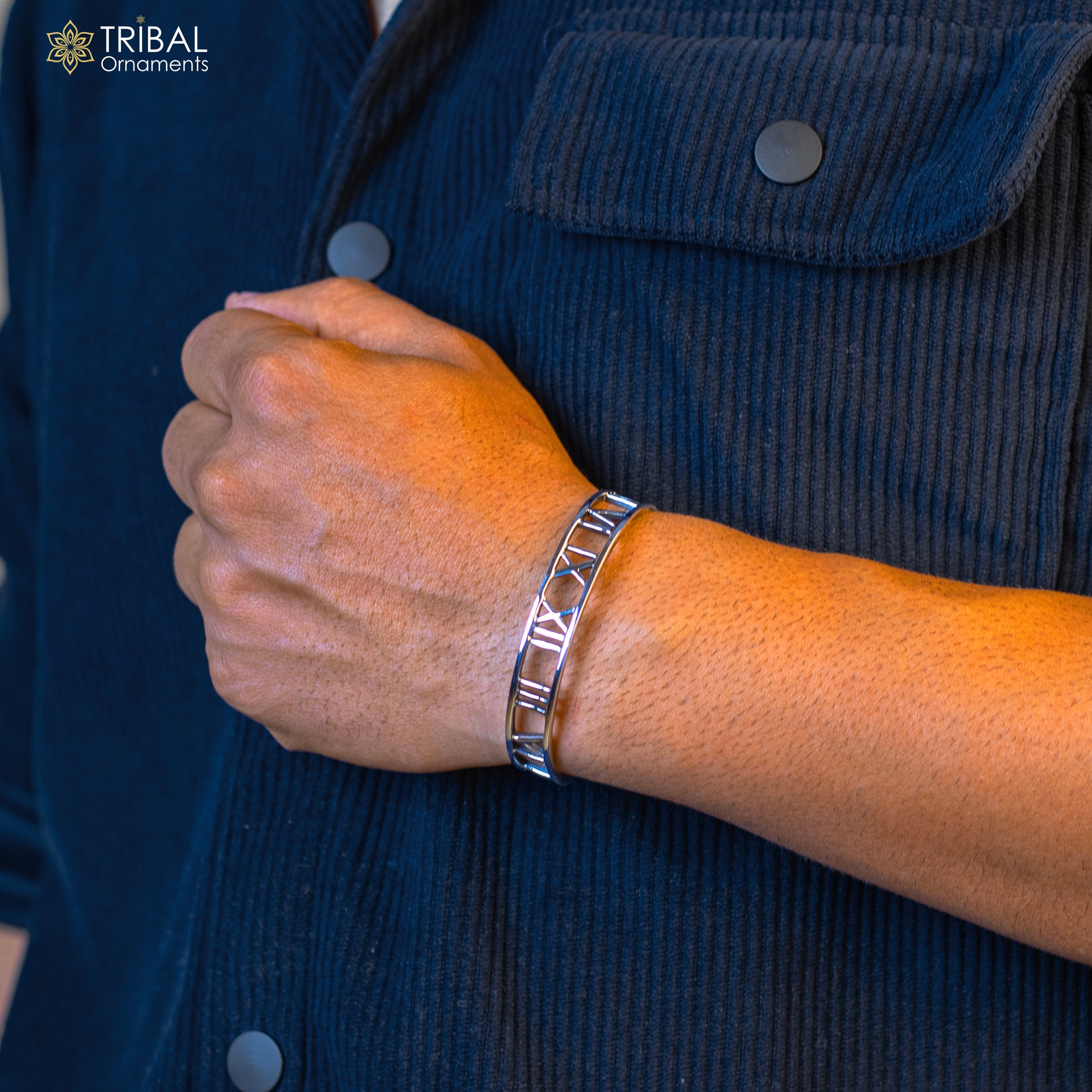 925 sterling silver handmade solid Roman number design fashion kada cuff bracelet, cuff kada unsex gifting jewelry solid silver kada cuff153 - TRIBAL ORNAMENTS