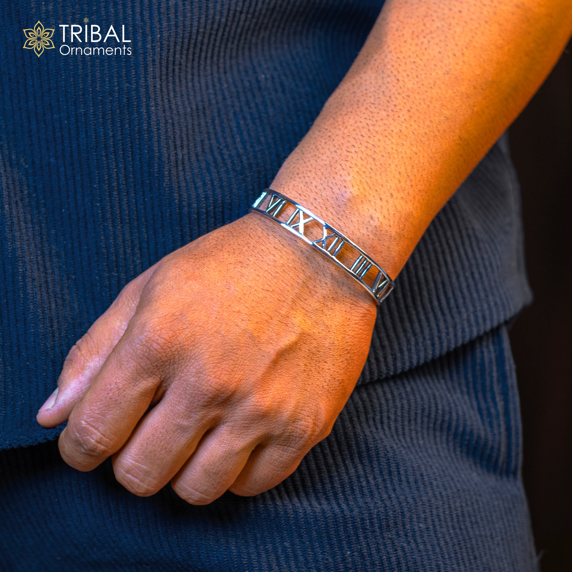 925 sterling silver handmade solid Roman number design fashion kada cuff bracelet, cuff kada unsex gifting jewelry solid silver kada cuff153 - TRIBAL ORNAMENTS