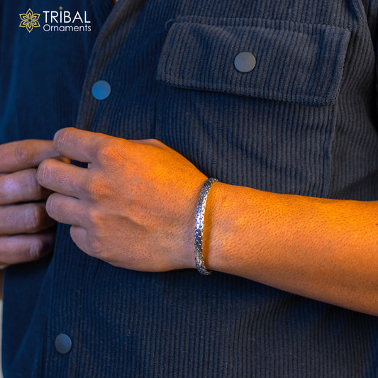 925 sterling silver cuff bracelet kada, amazing unisex vintage style handmade daily use ethnic bangles kada cuff128 - TRIBAL ORNAMENTS