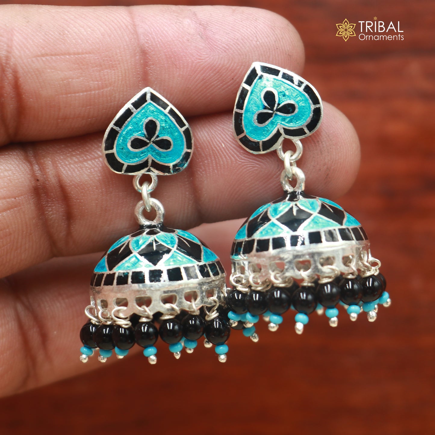 925 sterling silver minakari design Jhumka earring er344