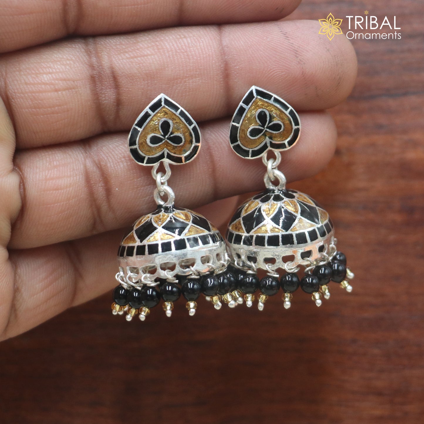 925 sterling silver minakari design Jhumka earring er343