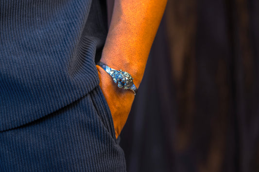 925 sterling silver handmade vintage lion design stunning bangle cuff bracelet awesome daily use tribal style jewelry unisex gift cuff61 - TRIBAL ORNAMENTS