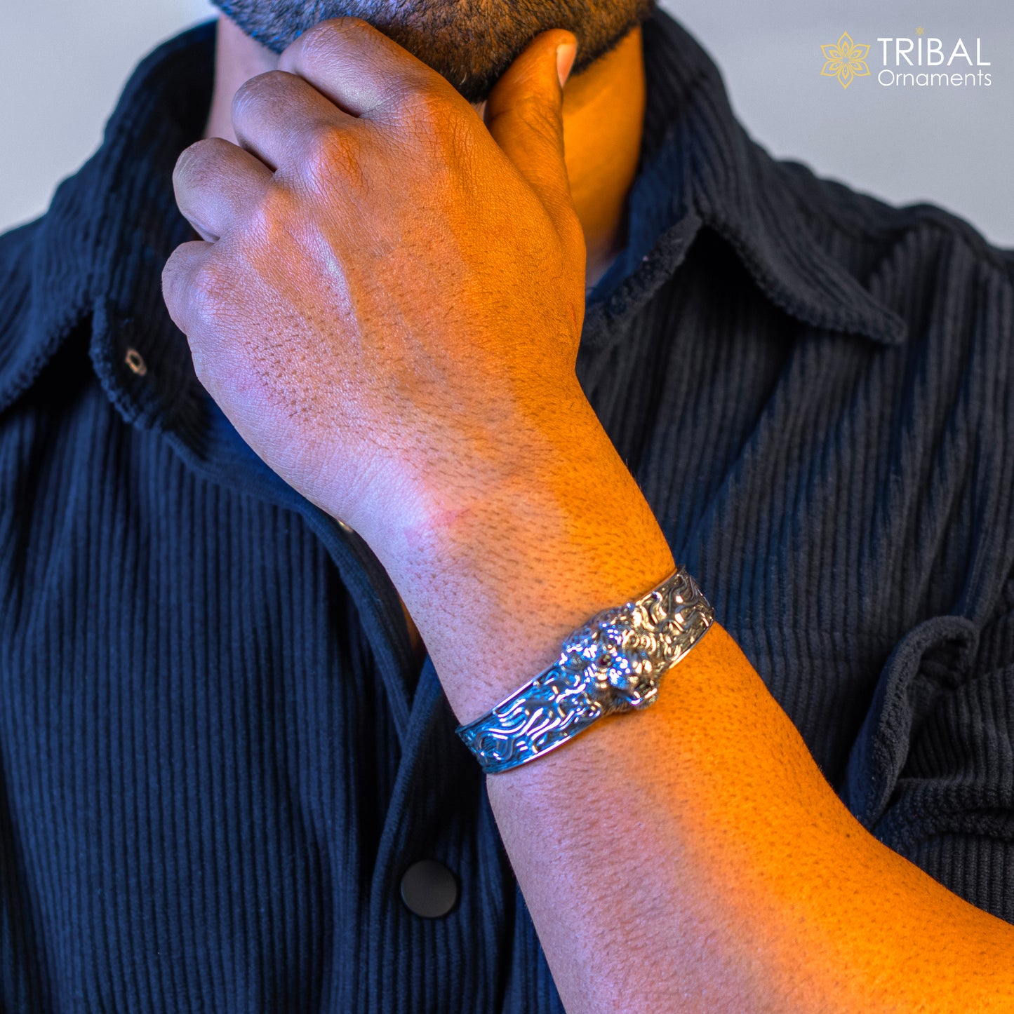 925 Sterling silver handmade excellent lion face solid cuff kada bracelet, amazing bracelet vintage style men's jewelry cuff106 - TRIBAL ORNAMENTS