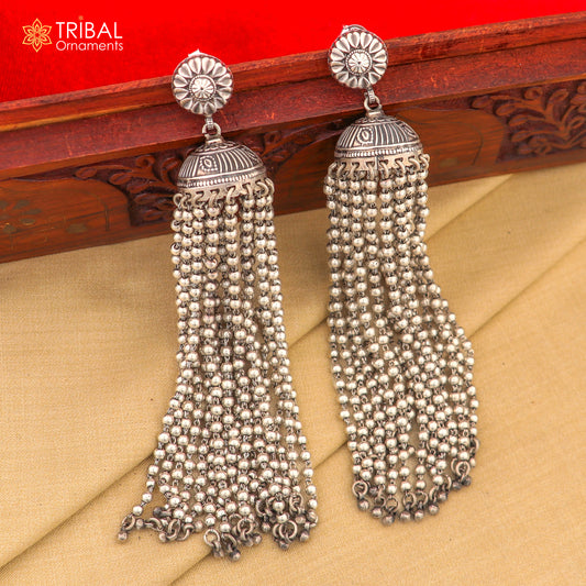 925 sterling silver vintage floral design jumka earring ethnic tribal jewelry s1367