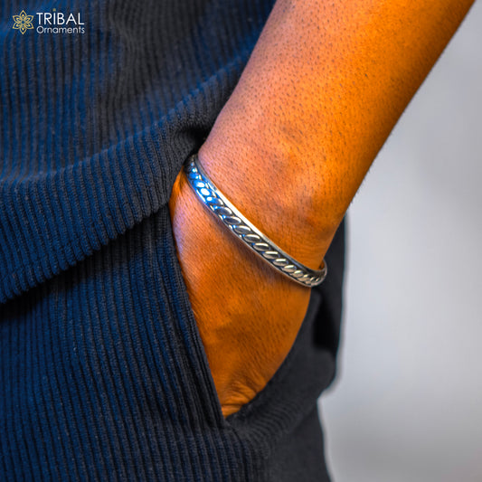 925 sterling silver bright cuff bangle bracelet kada, gorgeous open face adjustable bracelet unisex Indian stylish jewelry cuff122 - TRIBAL ORNAMENTS