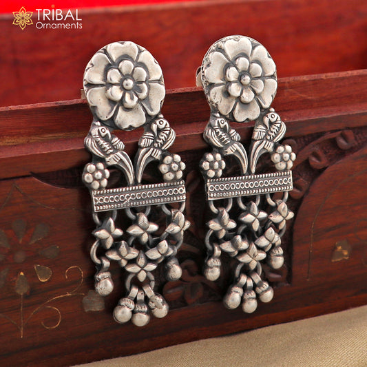 925 sterling silver vintage floral design jumka earring ethnic tribal jewelry s1369
