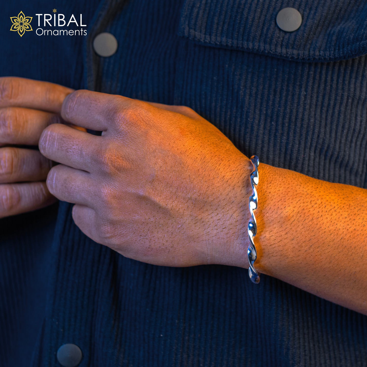 925 sterling silver twisting design cuff kada modern trendy fashion kada is a stunning and versatile piece of jewelry cuff157 - TRIBAL ORNAMENTS