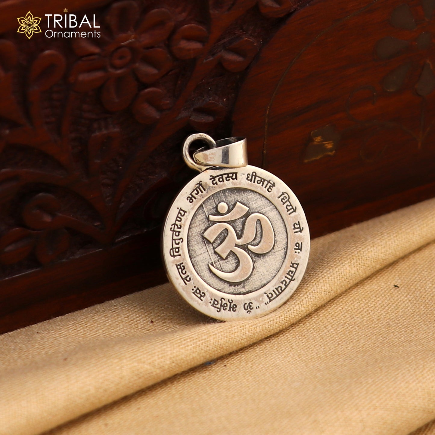 925 Sterling silver lord shiva mantra om design pendant tribal ethnic jewelry nsp1067