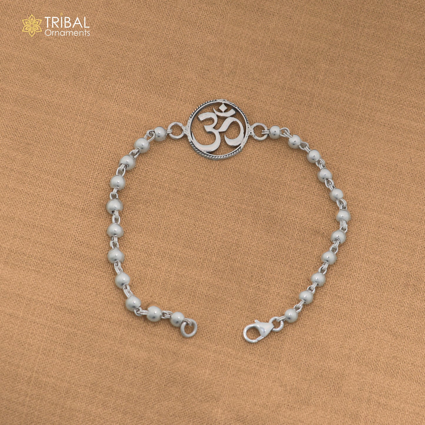 925 sterling silver OM design beaded Bracelet rakhi rk428