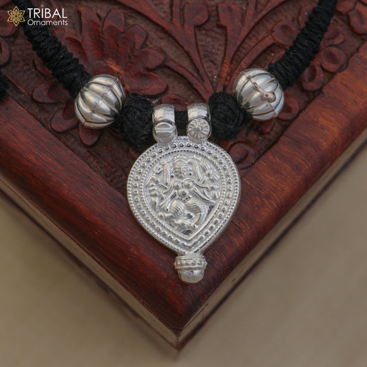 925 sterling silver Vintage design deity god Bheruji pendant necklace ethnic tribal jewelry set805 - TRIBAL ORNAMENTS