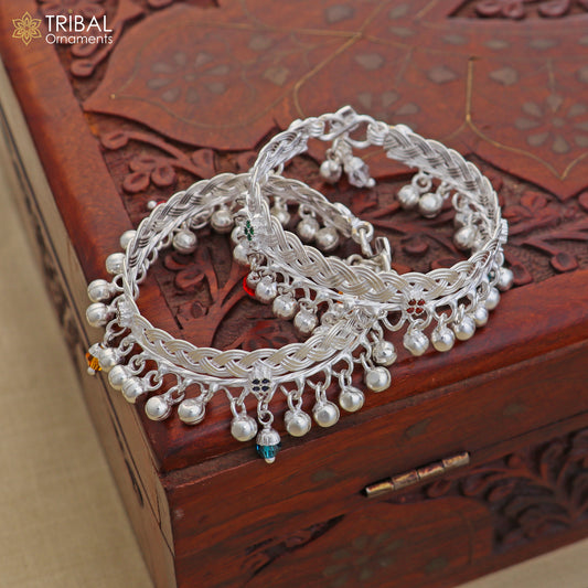 925 Sterling silver customized baby anklets, Best gifting kids fancy jingling ankle bracelet ank765 - TRIBAL ORNAMENTS