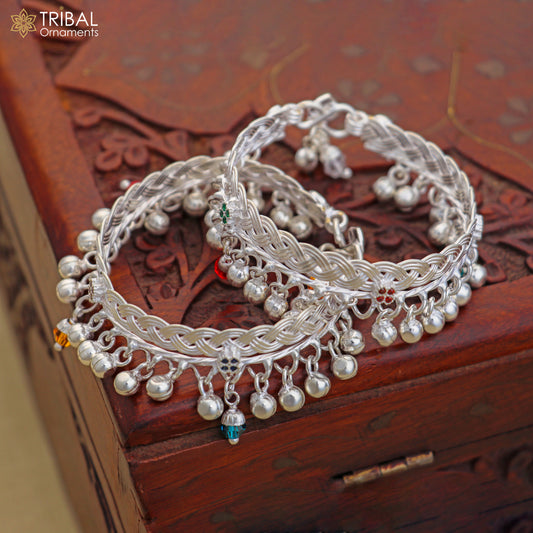 925Sterling silver customized baby anklets, Best gifting kids fancy jingling ankle bracelet ank760 - TRIBAL ORNAMENTS