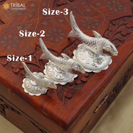 925 sterling silver fish, Lord vishnu avatar Matsya, Silver Puja Fish For Prosperity And Good Luck su1393
