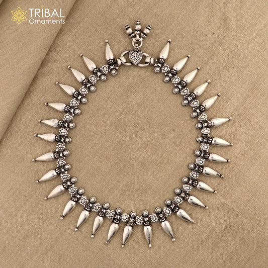 925 sterling silver dangling bells charm ankle bracelet, attractive bells anklets, foot bracelet trendy anklets for garba dance ank595