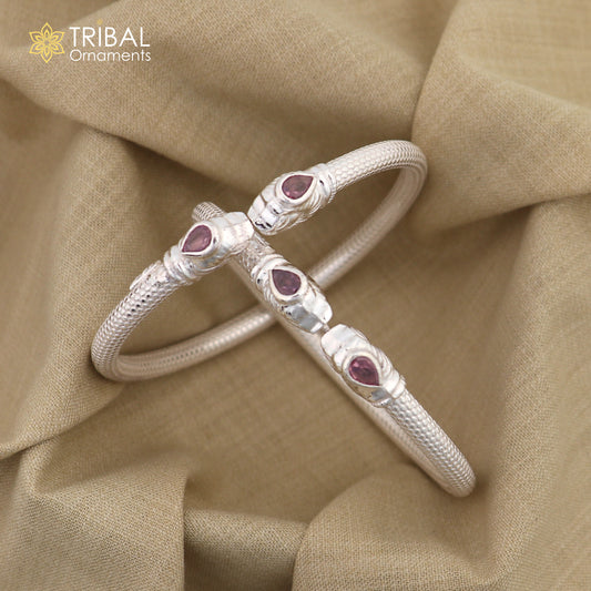 925 sterling silver handmade fabulous lion face stylish kada bangle bracelet tribal jewelry nsk854