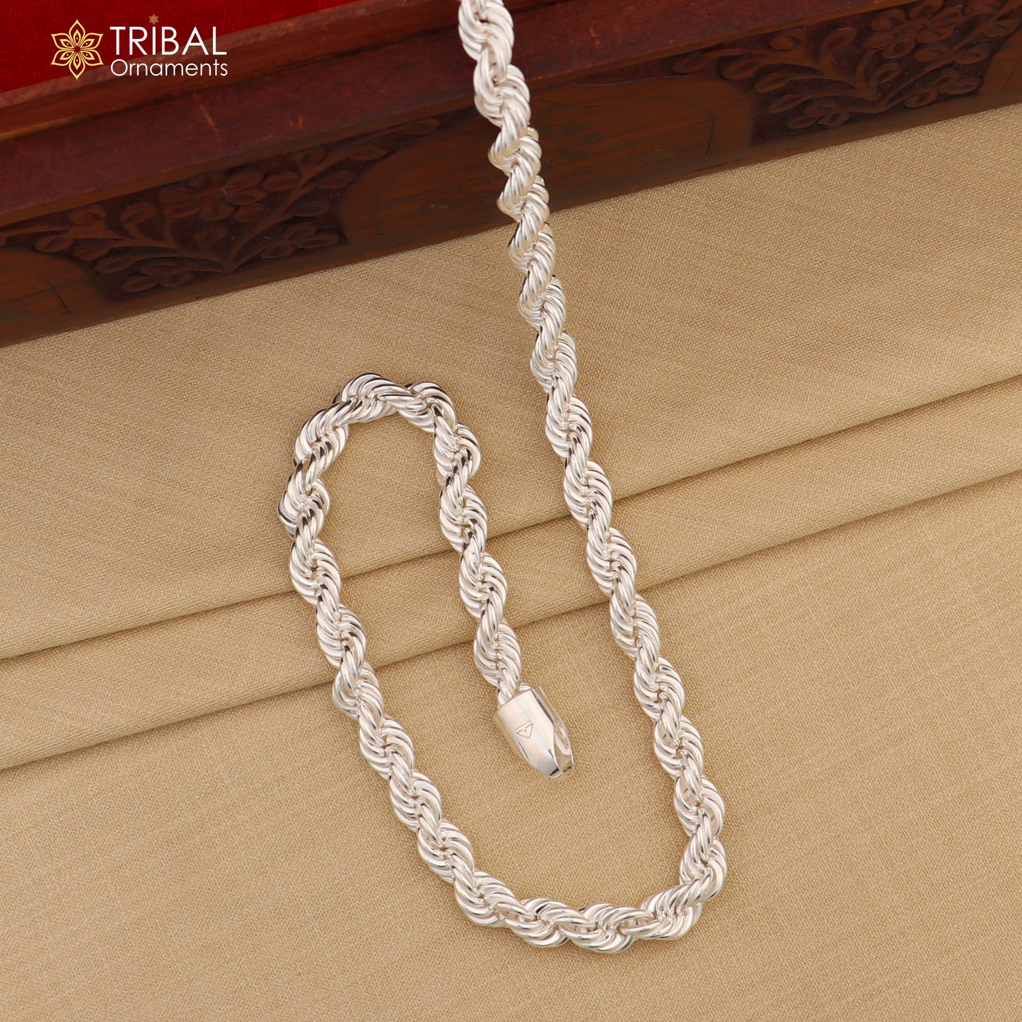 20"/24" Heavy 8mm Rope chain 925 sterling silver handmade rope chain, necklace chain, plain bright silver trendy style men's chain ch570