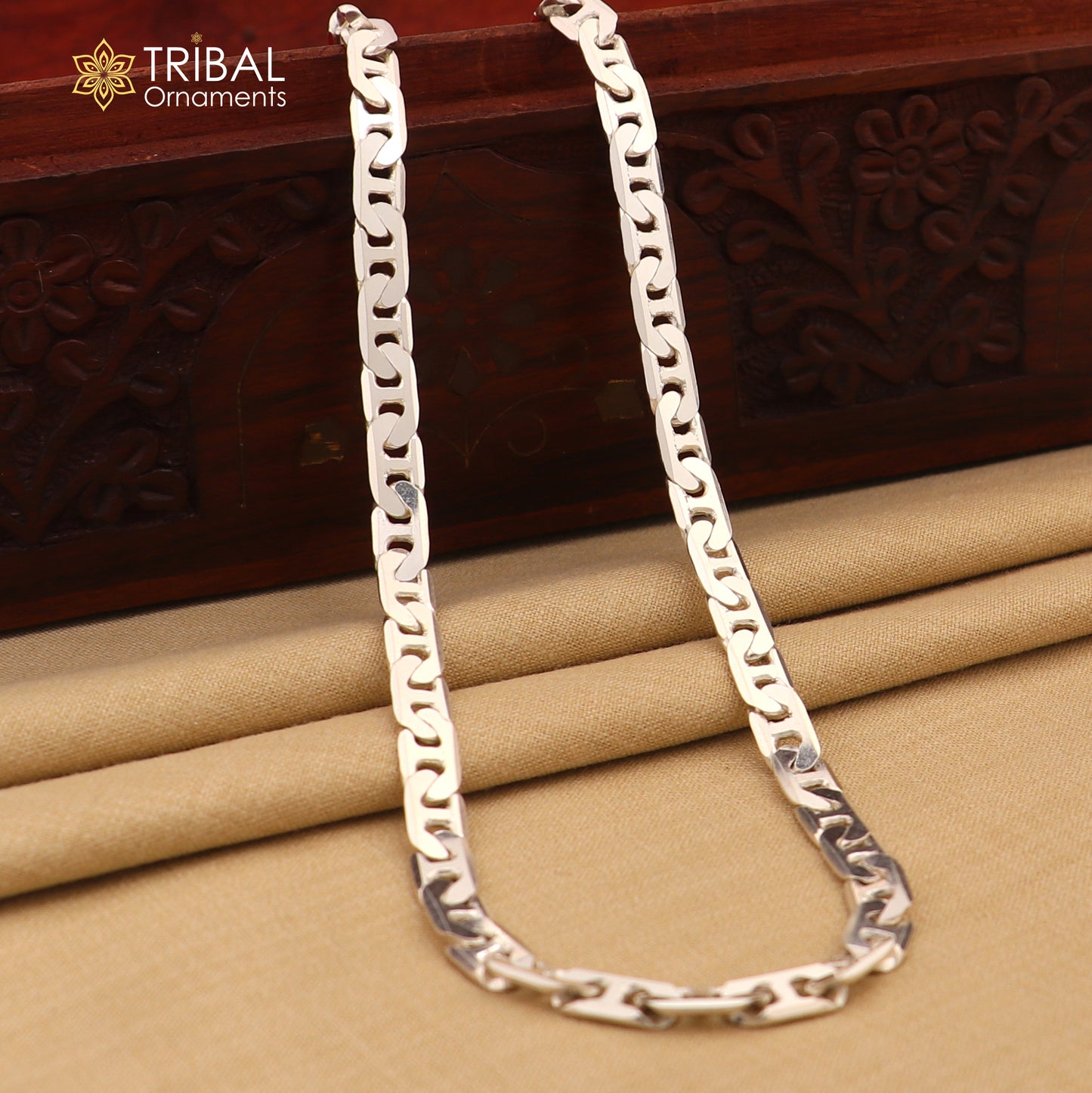 20" 3.5 MM 925 sterling silver handmade solid fancy stylish silver chain necklace Nawabi chain best gifting jewelry from India ch229