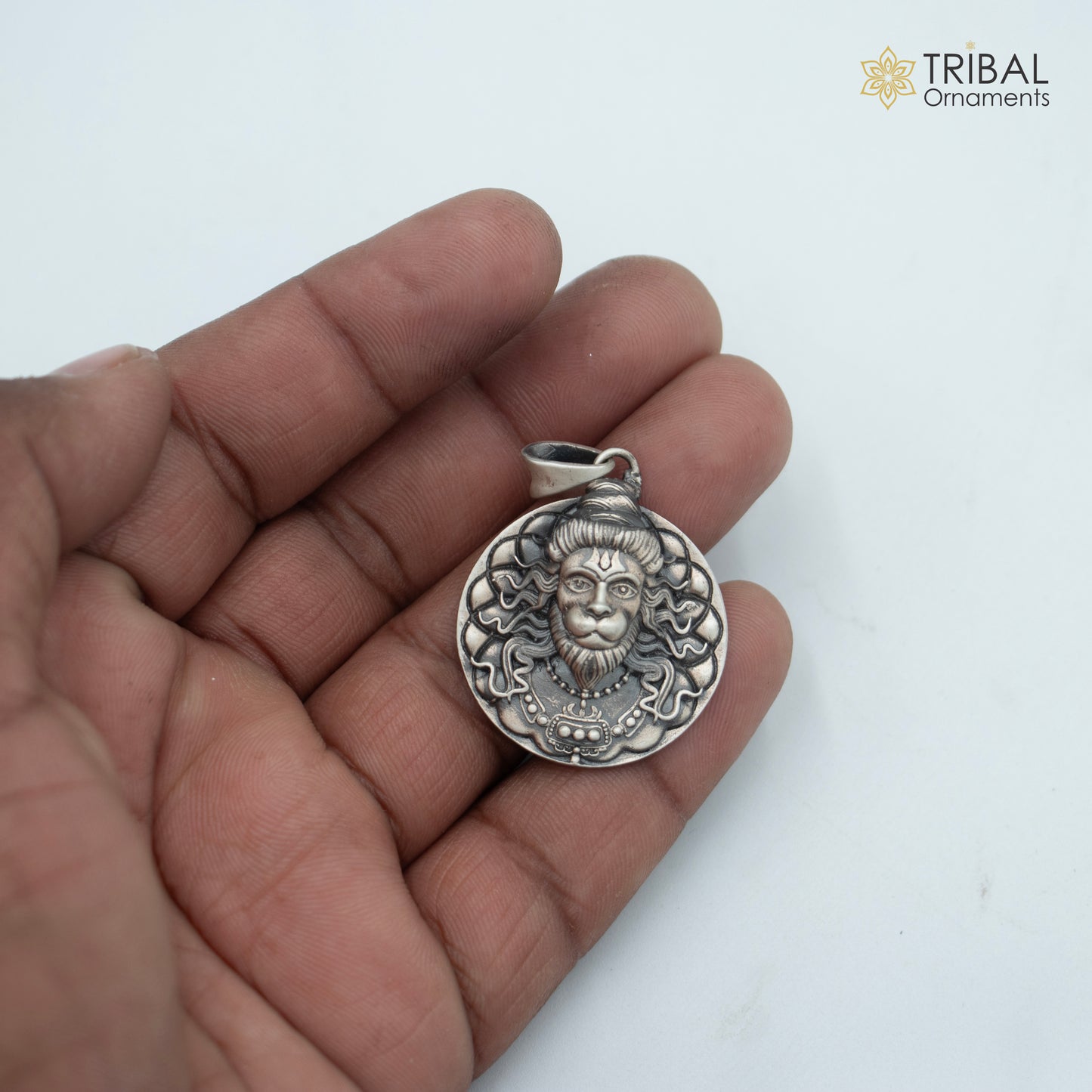 925 sterling silver handmade hanuman ( balaji ) Pendant with chain tribal jewellery nsp1009 - TRIBAL ORNAMENTS
