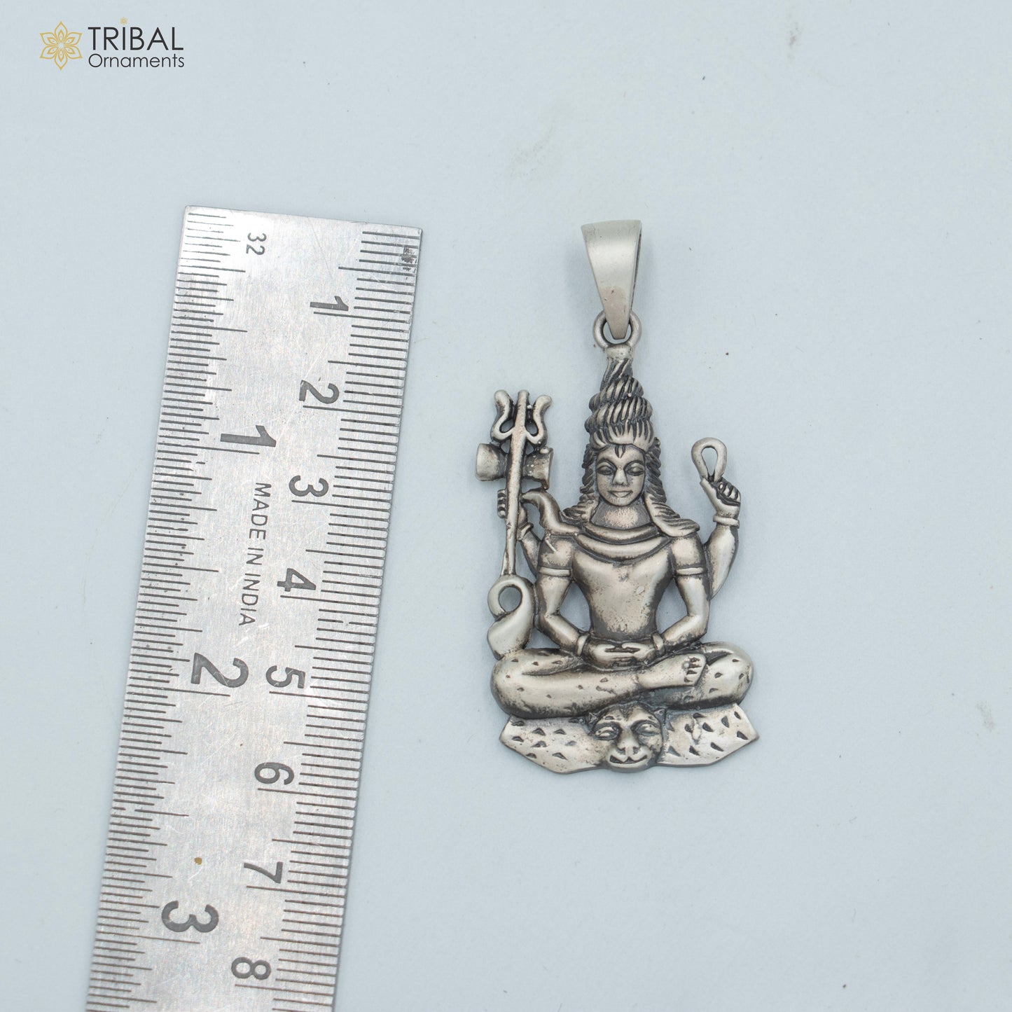 925 sterling silver lord Shiva aradhana style divine Pendant with chain tribal jewellery nsp1011 - TRIBAL ORNAMENTS