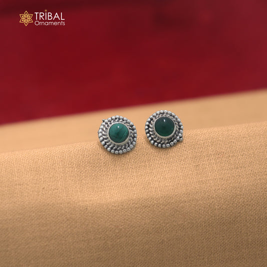 925 sterling silver green stone stud earring best jewelry er406
