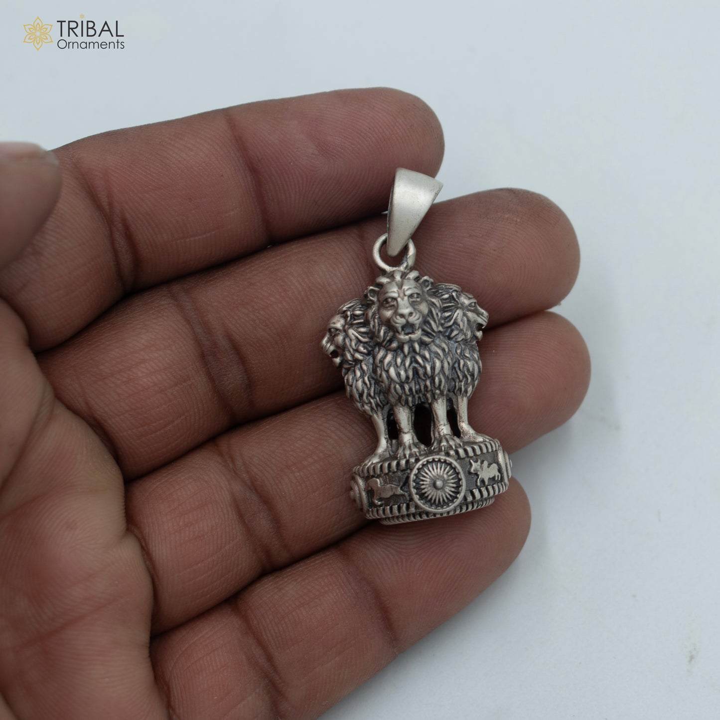 925 sterling silver Ashok chakra (stambh)Pendant with chain tribal jewellery nsp1019 - TRIBAL ORNAMENTS