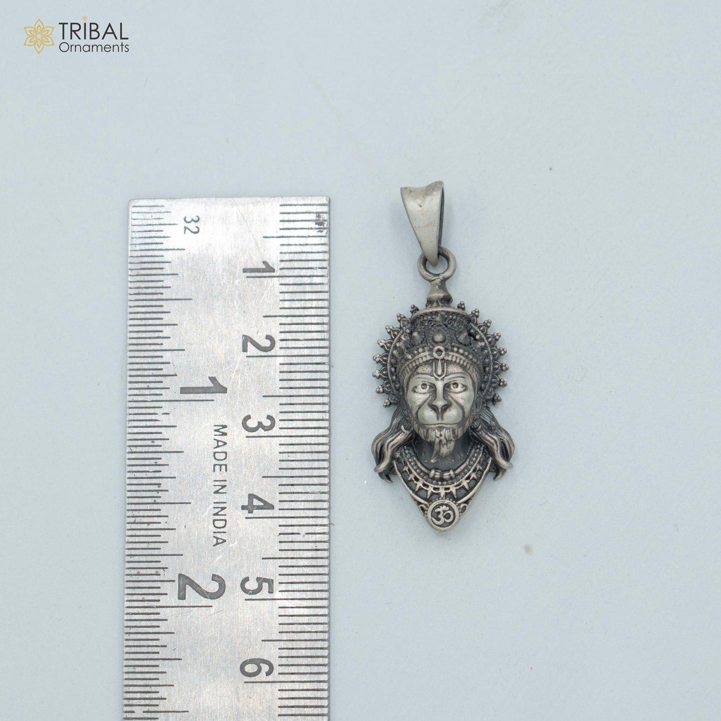 925 sterling silver lord hanuman ji Pendant with chain tribal jewellery nsp1025 - TRIBAL ORNAMENTS