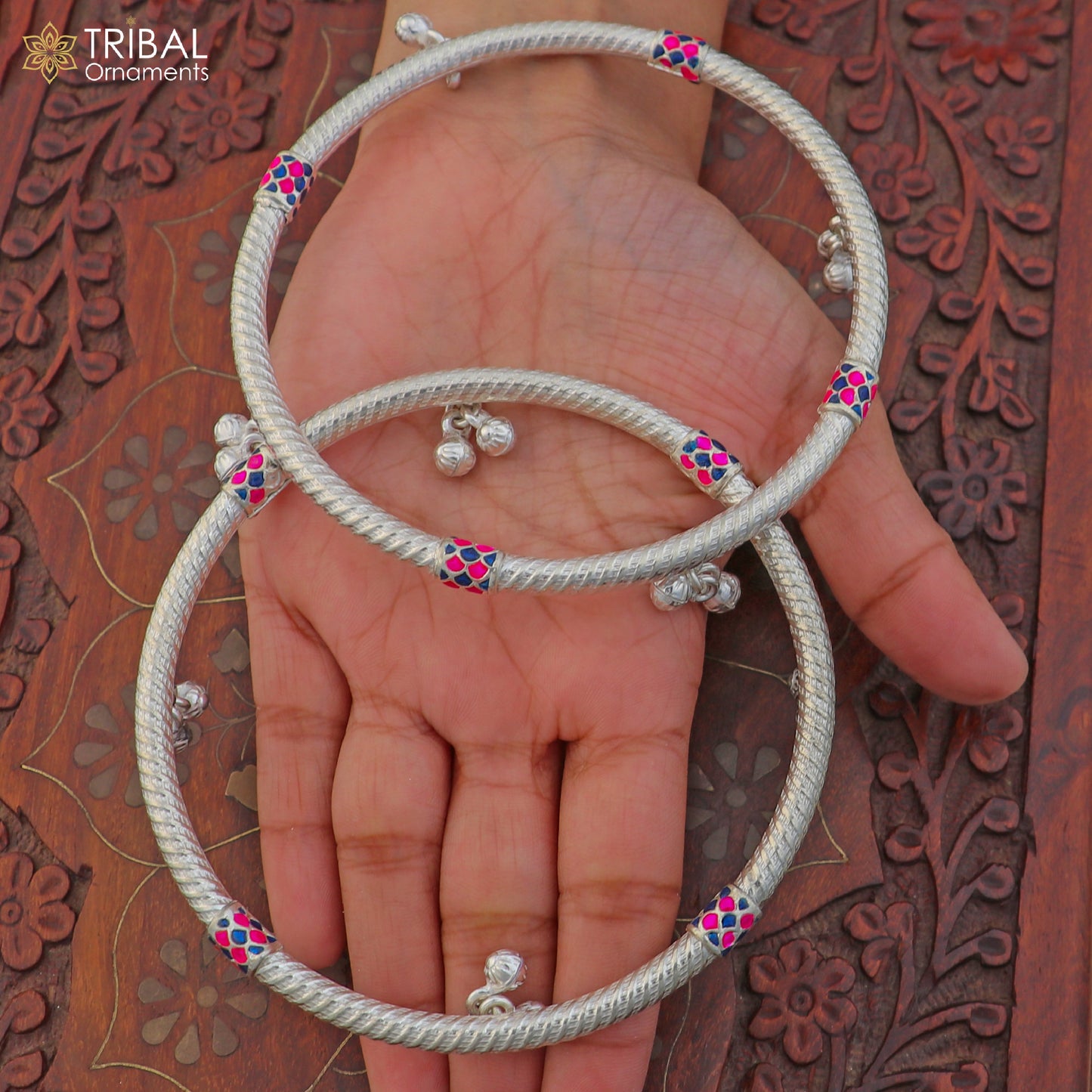 925 sterling silver stylish vintage design customized jingling foot ankle bracelet kada jewelry nsfk163 - TRIBAL ORNAMENTS