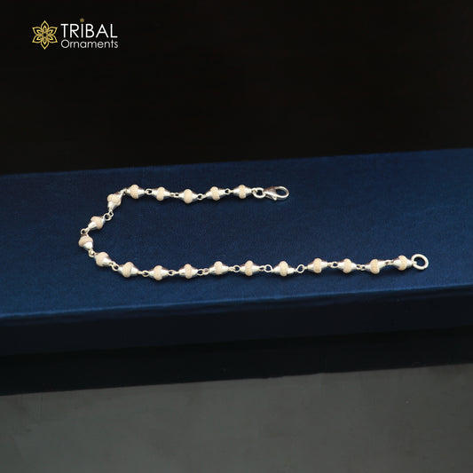 3 inches long handmade basil rosary beaded bracelet or necklace for baby krishna figurine or sculpture, best puja tulsi neckace sbr220