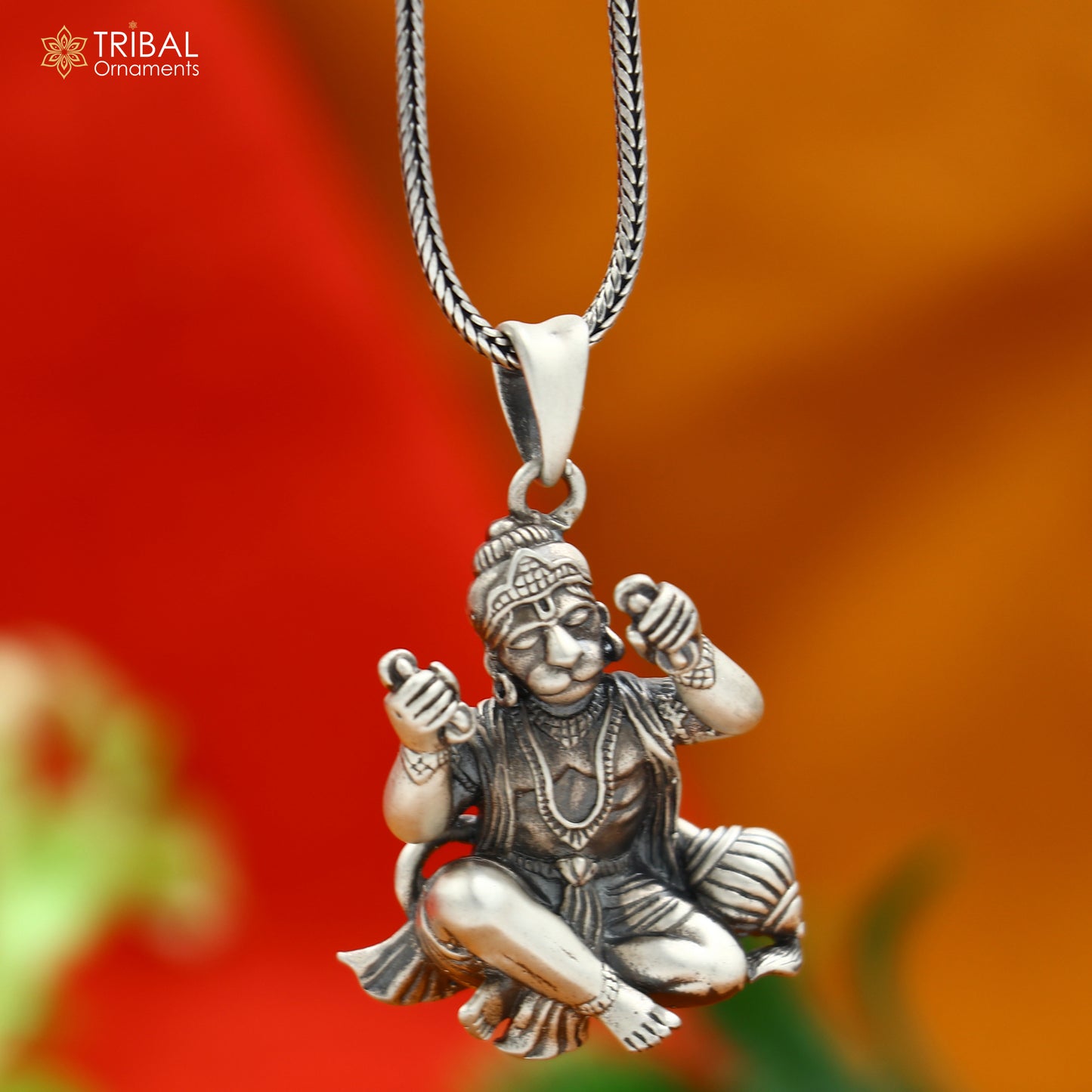 925 sterling silver handmade divine hanuman ji Pendant with chain tribal jewellery nsp1008 - TRIBAL ORNAMENTS