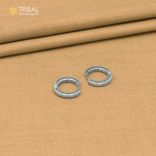 925 sterling silver zircon stone hoop earring er428