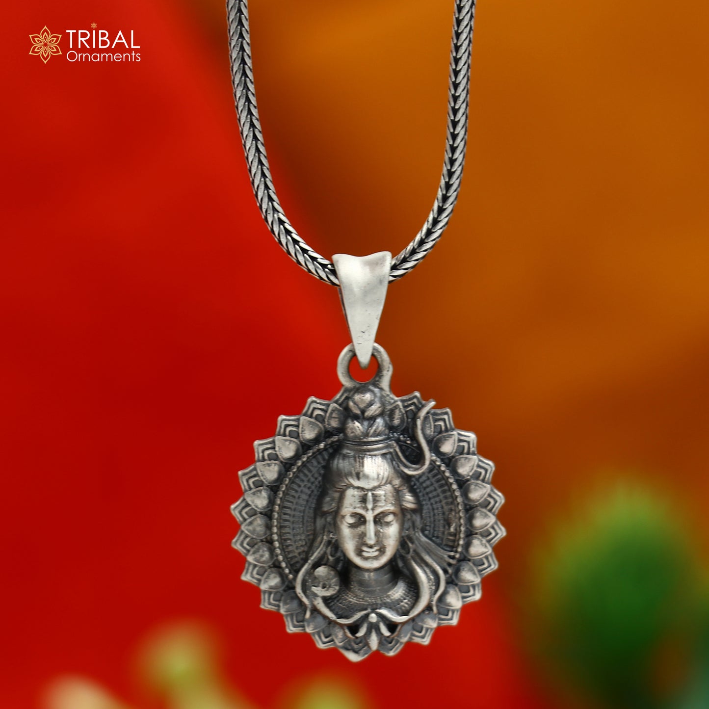 925 sterling silver Lord Shiva Pendant with chain tribal jewellery nsp1020 - TRIBAL ORNAMENTS