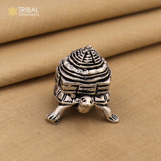 925 Sterling silver vintage design tortoise with shree yantra statue or sculpture,puja article for home art813