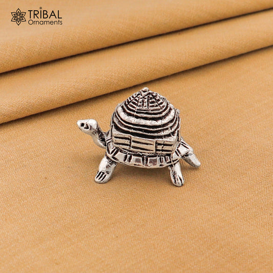 925 Sterling silver vintage design tortoise with shree yantra statue or sculpture,puja article for home art813