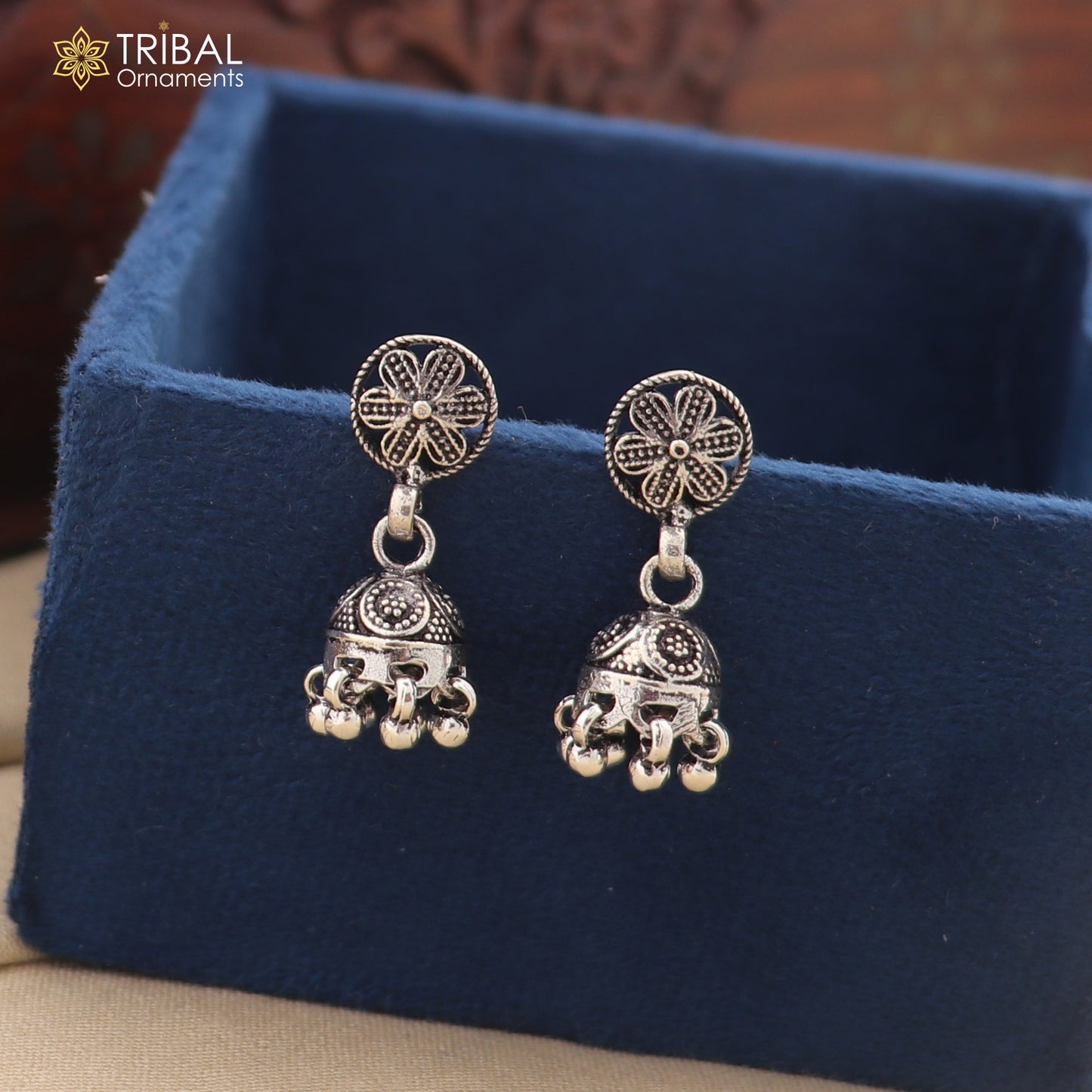 925 sterling silver floral design drop dangle earring , light weight gifting tribal jewelry er203