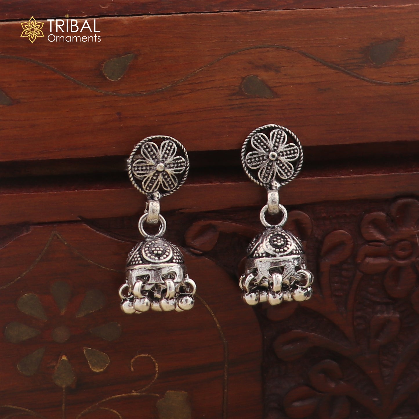 925 sterling silver floral design drop dangle earring , light weight gifting tribal jewelry er203