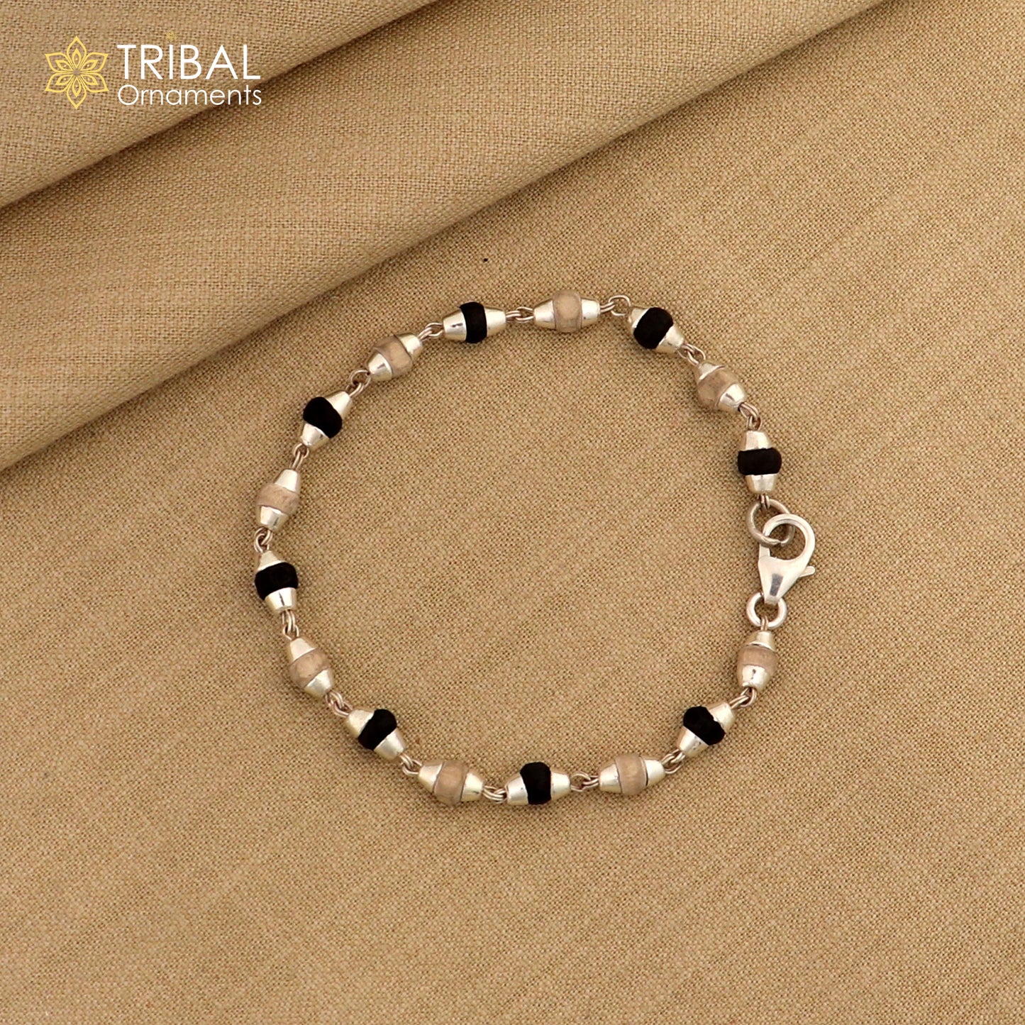 925 Sterling silver black basil rosary beads tulsi plant wood beads fabulous bracelet for unisex jewelry sbr772