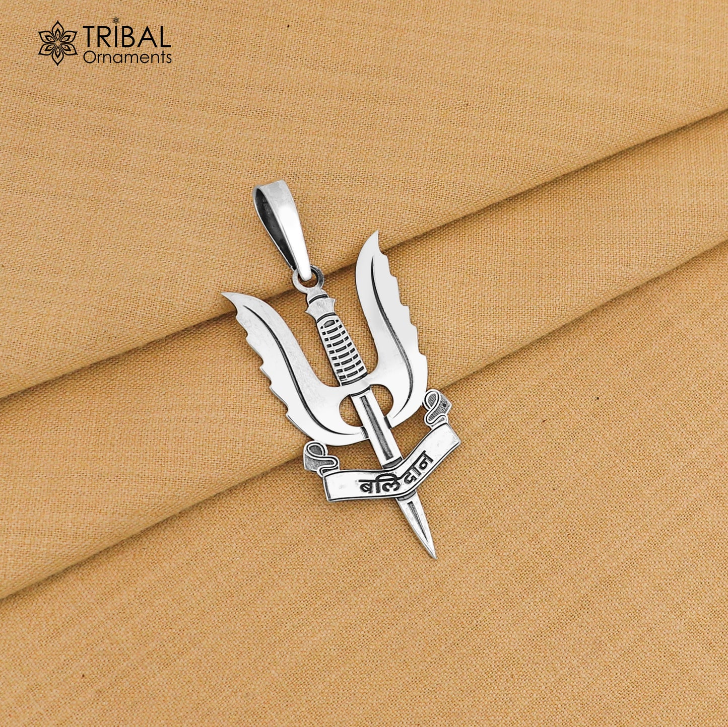 925 Sterling silver trident design balidan pendant tribal ethnic jewelry nsp1068